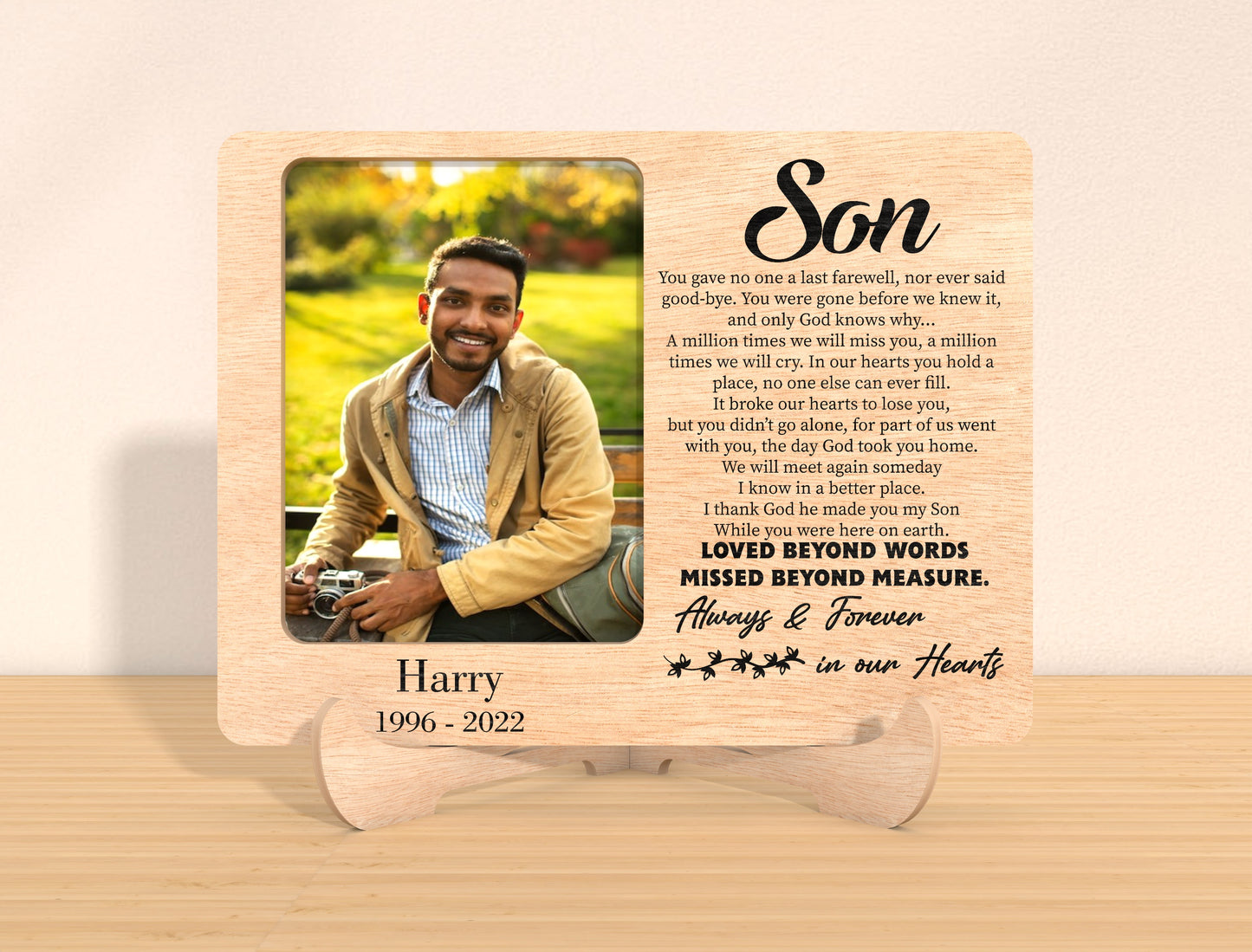 Memorial Photo Tabletop Sign SVG Personalized Laser Cut File  for LightBurn and Glowforge