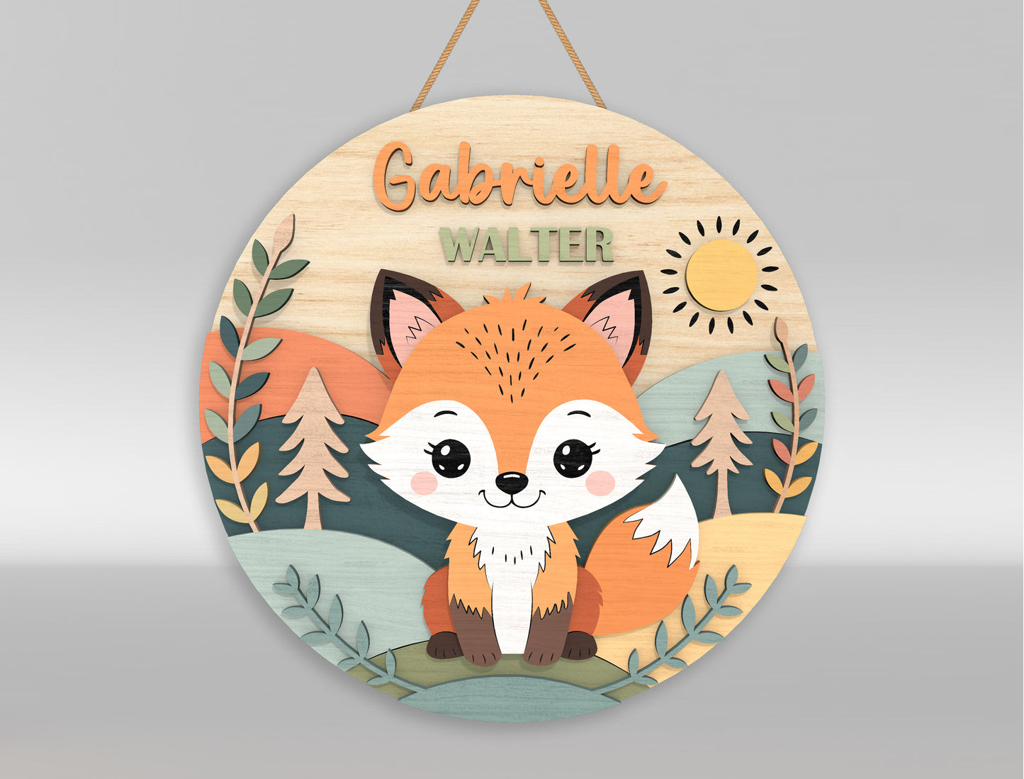 Woodland Fox Nursery Name Sign SVG for Glowforge and LightBurn