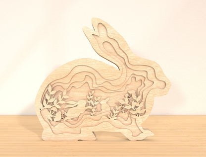 Multilayer Bunny Silhouette SVG 5 Layer Rabbit Easter for LightBurn and xTool