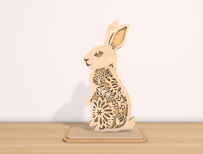 Bunny Tabletop SVG Bundle Rabbit Floral Cutout Easter for Glowforge and xTool