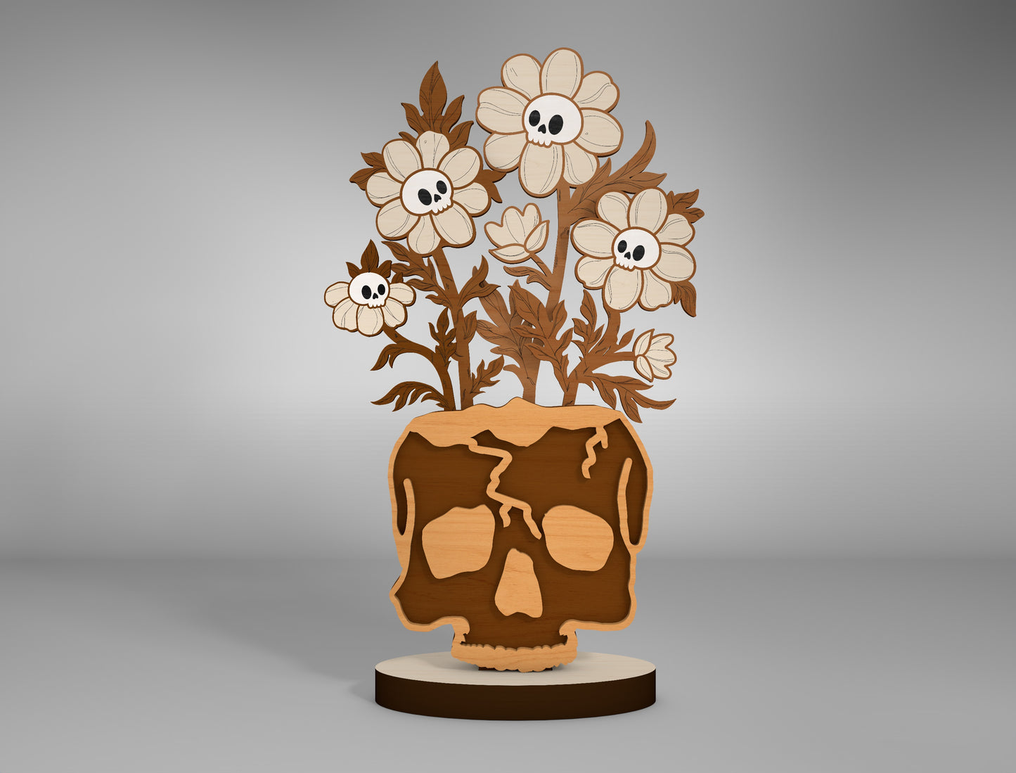 Halloween Skull Flower Table Decor SVG for Glowforge xTool LightBurn