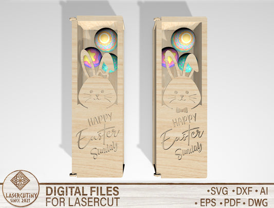 "Happy Easter Sunday" Easter Gift Box SVG Bunny Treat for Glowforge and xTool