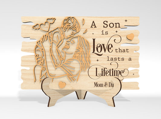 Mom and Baby Line Art Standing Decor SVG Bundle for LightBurn and xTool