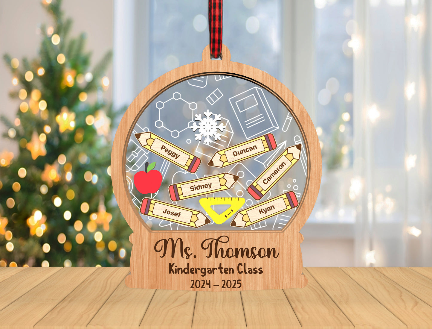 Personalized Teacher Shaker Ornament SVG for Glowforge and LightBurn
