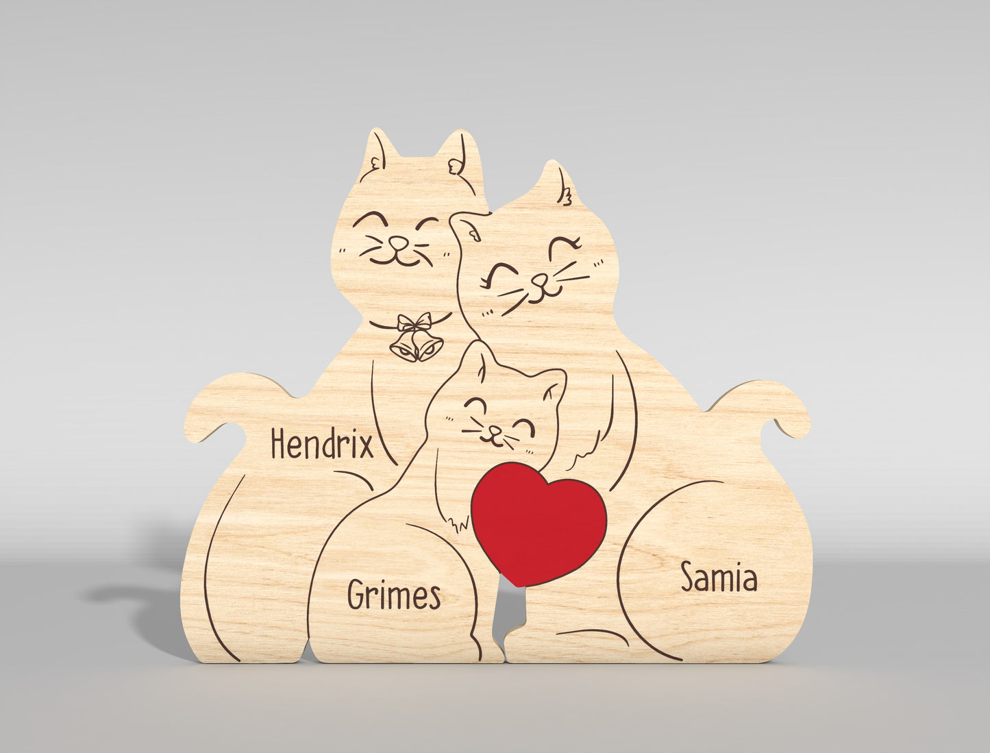 Cat Family Wooden Puzzle Sign SVG for Glowforge and LightBurn