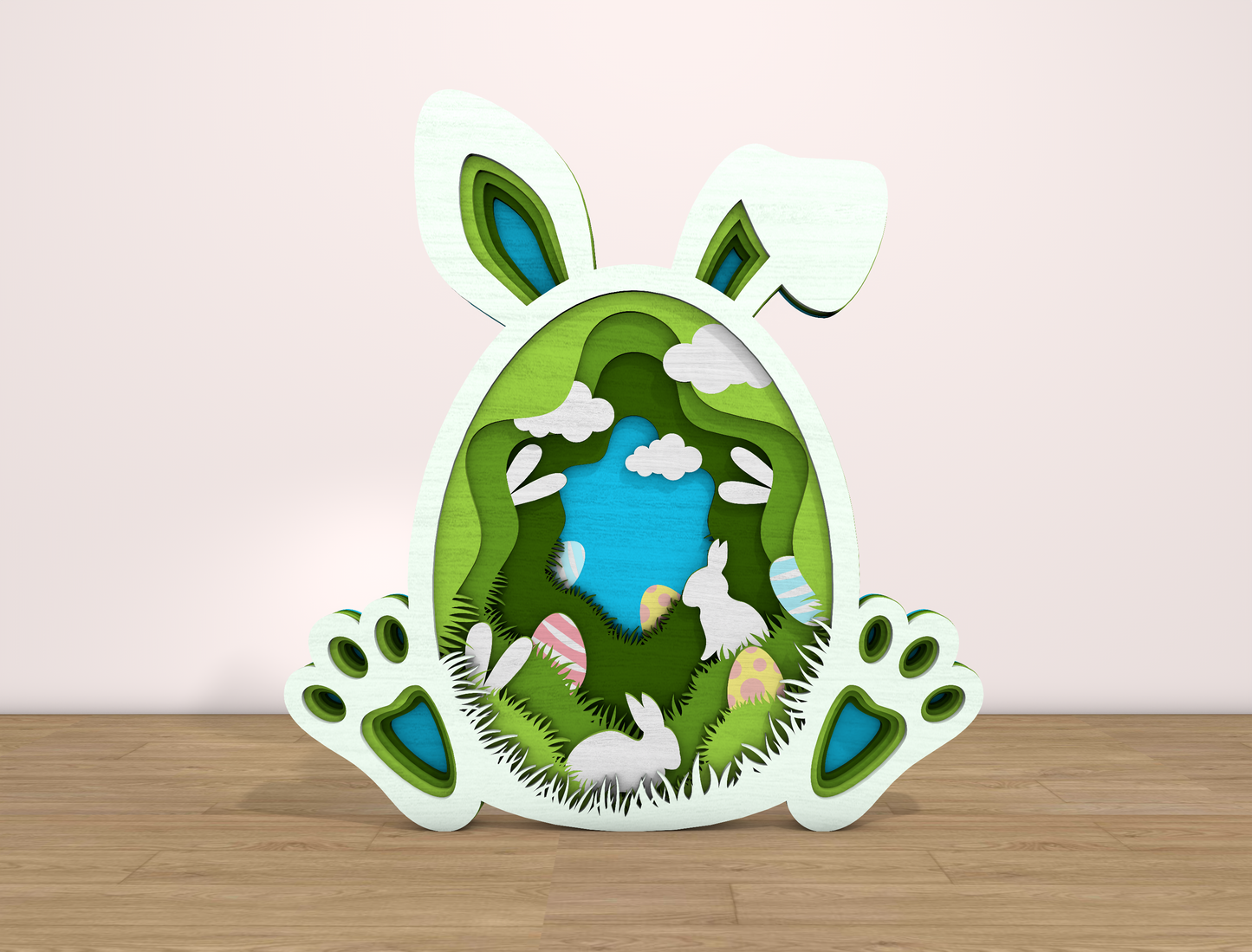 Easter Bunny Multilayer Landscape SVG Layered Scene for xTool and LightBurn