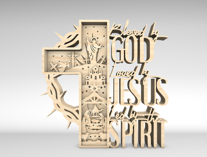 Blessed by God Loved by Jesus Multilayer Sign SVG for LightBurn