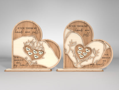 Heart Hands Family Layered SVG Bundle Mom Scene for LightBurn