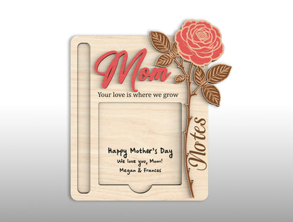 Rose Sticky Note Holder SVG Bundle Mother's Day for Glowforge