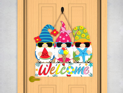 Summer Gnome Welcome Door Sign SVG for Glowforge