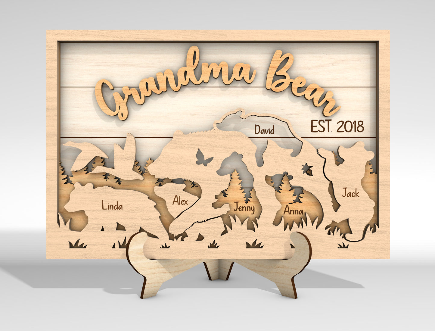 Custom Name Mama Bear Cub Sign SVG for Glowforge and LightBurn