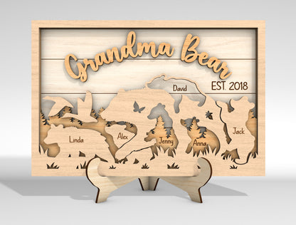 Custom Name Mama Bear Cub Sign SVG for Glowforge and LightBurn