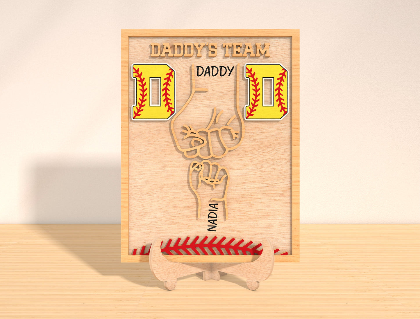 Papaw’s Team Laser Cut File | Father’s Day Family Fist Sign | Sports Wooden Tabletop Decor | Glowforge, xTool, LightBurn, etc.