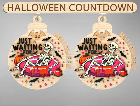 Halloween Skeleton Countdown Ornament SVG Engraved Cutout Bundle for xTool LightBurn