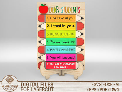 Teacher Motivational Pencil Sign SVG Laser Cut File for LightBurn