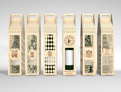 Wine Bottle Gift Box SVG Laser Cut File for Glowforge and LightBurn