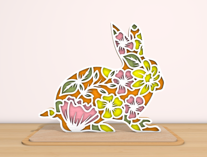 Floral Bunny SVG Bundle Colorful Rabbit Pattern Easter for LightBurn and xTool