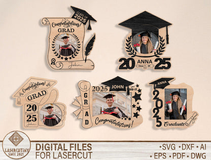 Graduation Photo Frame SVG Bundle Laser Cut File for LightBurn and Glowforge