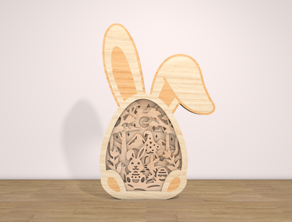 Multilayer Bunny Easter Pattern SVG Rabbit Egg Frame for Glowforge and xTool