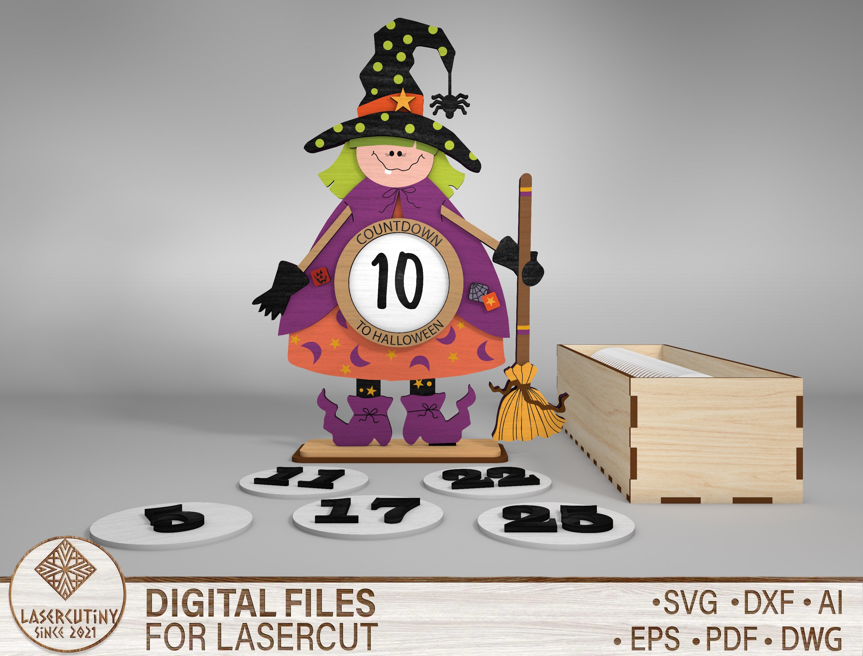Halloween Witch Countdown Calendar SVG