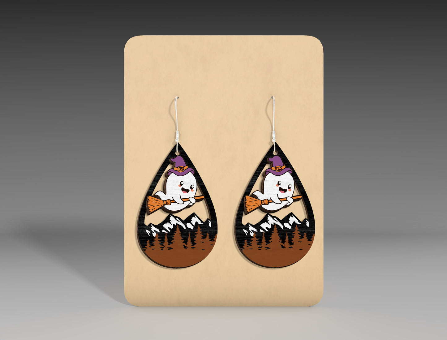 Halloween Mountain Ghost Earrings SVG Bundle 3 Designs for xTool Glowforge LightBurn