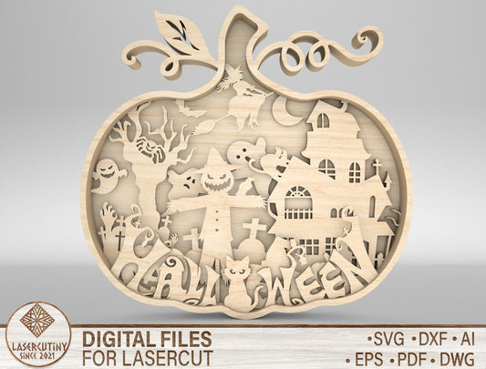 Halloween Pumpkin Multilayer SVG 10 Inch for Glowforge xTool LightBurn