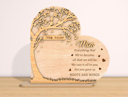 Mom Roots and Wings Tree Sign SVG Bundle for Glowforge and xTool