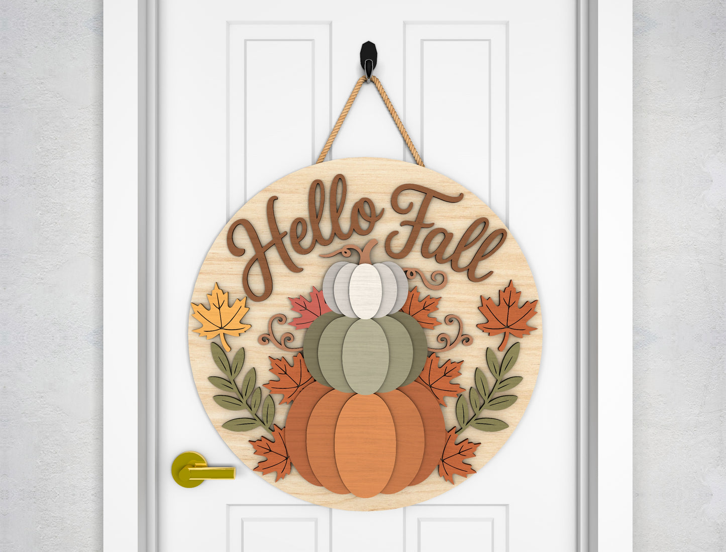 Hello Fall and Hello There Pumpkin Door Hanger SVG Set for Glowforge xTool LightBurn 2 Designs