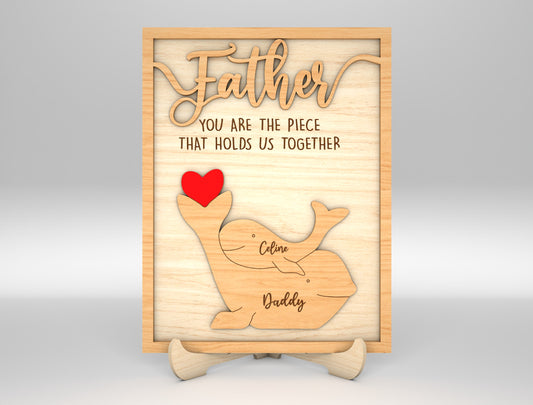 Dad Whale Family Custom Name Sign SVG Laser Cut File for LightBurn and xTool