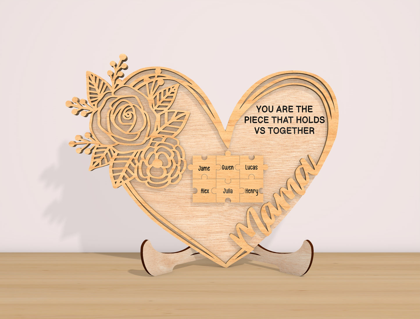 Mom Rose Heart Sign SVG Bundle 5 Designs for LightBurn and xTool