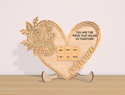 Mom Rose Heart Sign SVG Bundle 5 Designs for LightBurn and xTool