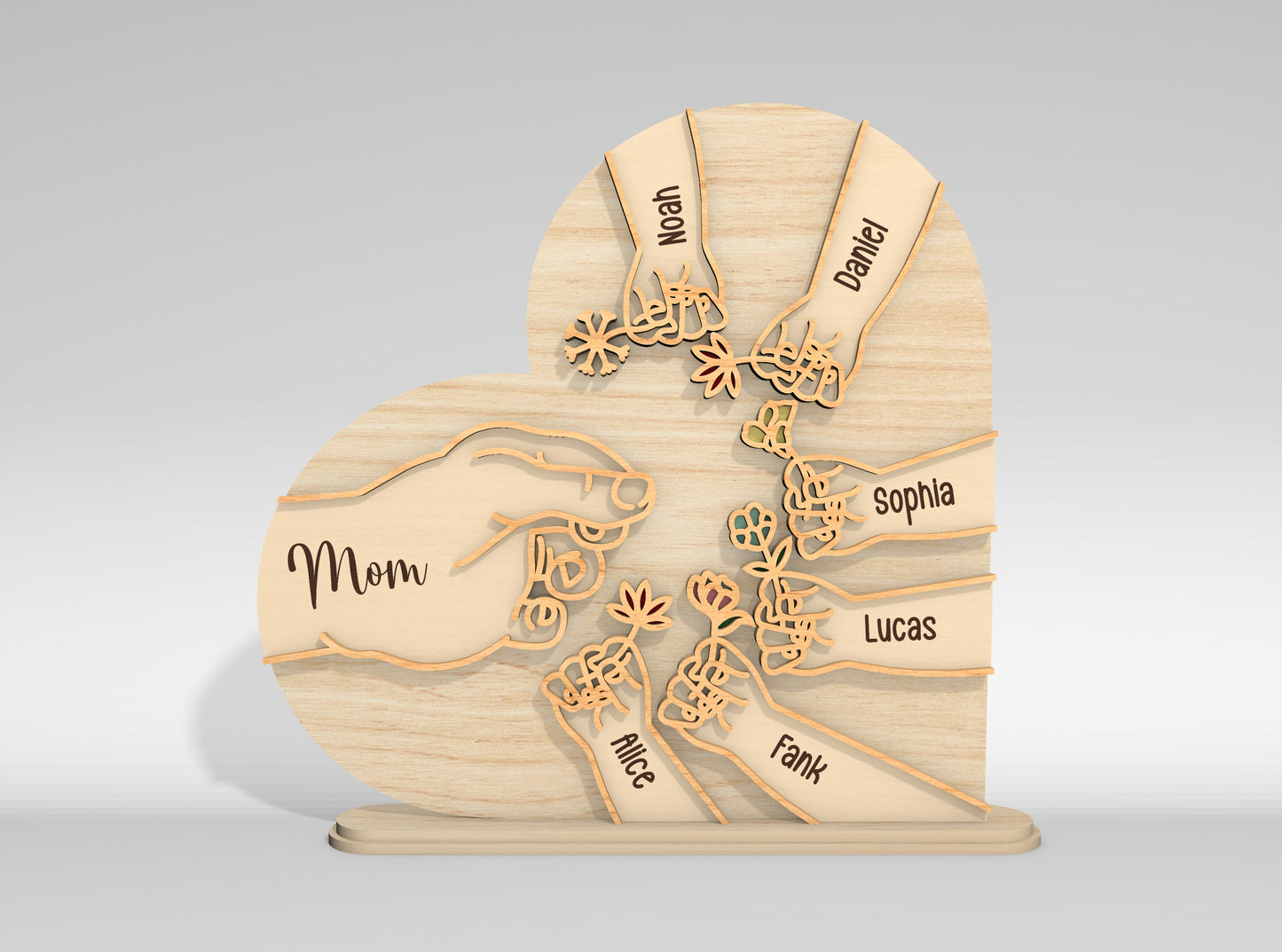 Personalized Family Hands Name Sign SVG for Glowforge and xTool