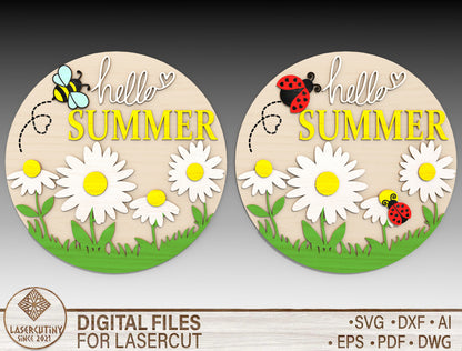 Hello Summer Daisy SVG Door Hanger for xTool and Glowforge
