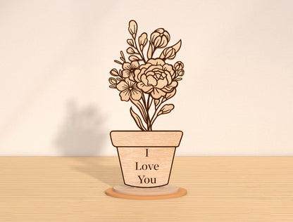 Mom Flower Pot Sign SVG Bundle Mother's Day for LightBurn and xTool