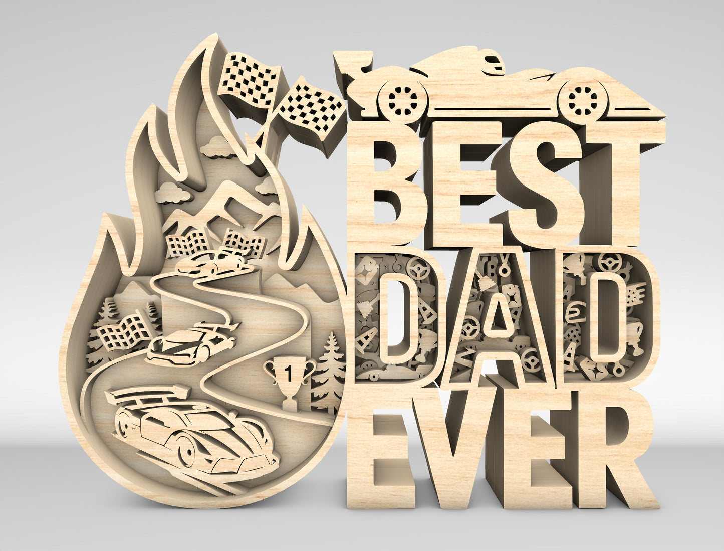 Best Dad Ever Racing Sign SVG Laser Cut File for xTool and Glowforge