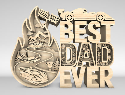 Best Dad Ever Racing Sign SVG Laser Cut File for xTool and Glowforge