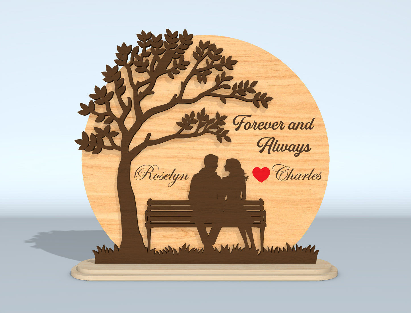 Personalized Romantic Couple Wooden Silhouette Laser Cut File Bundle | Love Tabletop Decor | Anniversary Gift Set | Glowforge, xTool, LightBurn, etc.