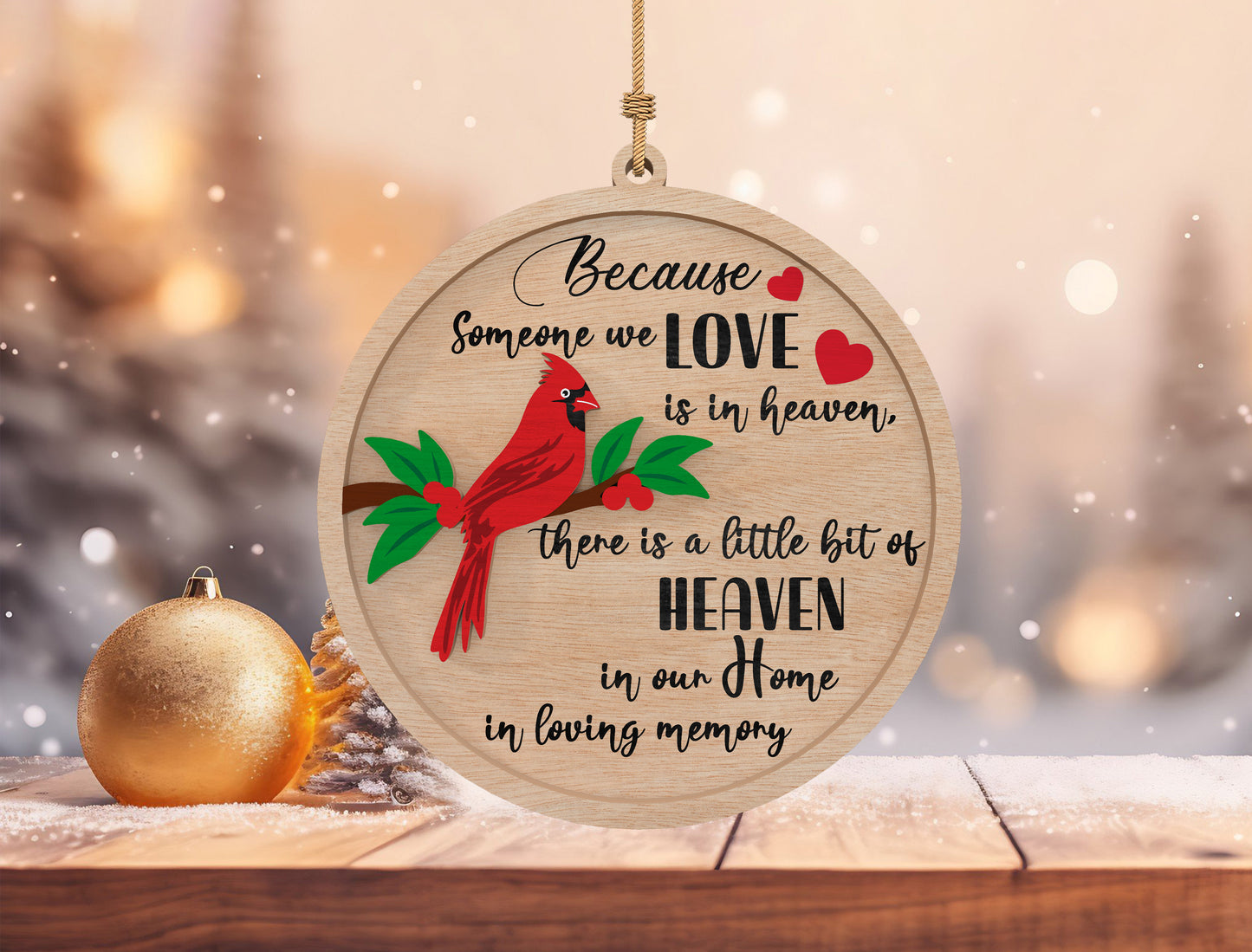 Cardinal Memorial Ornament SVG Laser Cut File for xTool and Glowforge