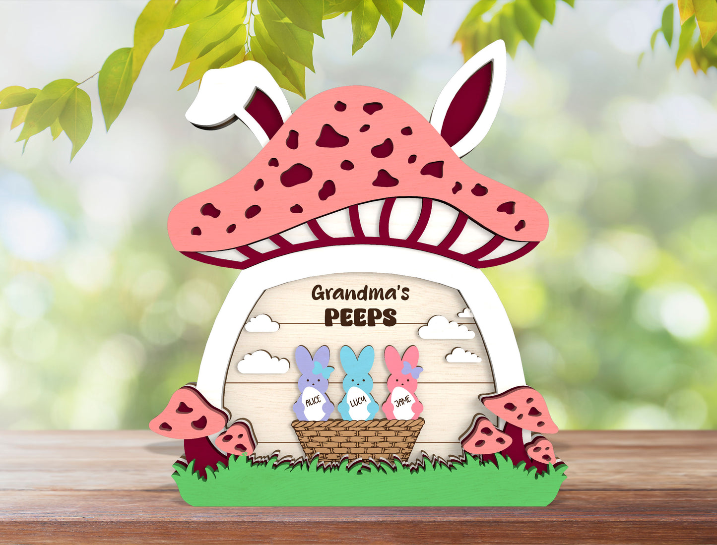 Personalized Grandma Peeps Easter Tabletop Sign SVG for Glowforge and xTool