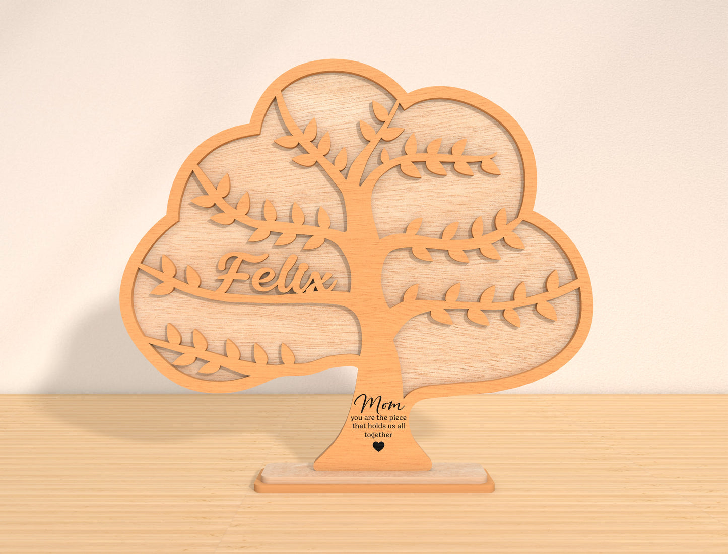 Family Tree Name Sign Laser Cut File | Mother’s Day Gift | Wooden Family Decor | Glowforge, xTool, LightBurn, etc.