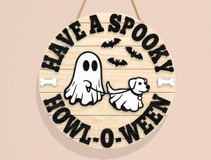 Spooky Ghost Dog Door Sign SVG Bundle for Glowforge xTool LightBurn