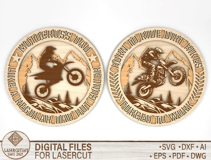 "Born To Ride" Motocross Dad Sign SVG Laser Cut File for LightBurn and Glowforge