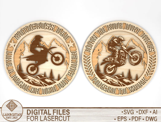 "Born To Ride" Motocross Dad Sign SVG Laser Cut File for LightBurn and Glowforge