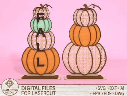 Stacked Pumpkin FALL Lattice SVG Set for Glowforge xTool LightBurn 2 Designs