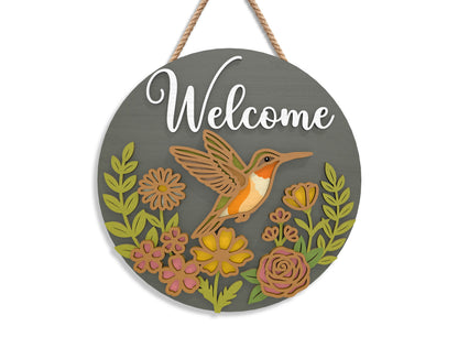 Summer Hummingbird Floral Sign Bundle SVG Laser Cut File for xTool and Glowforge