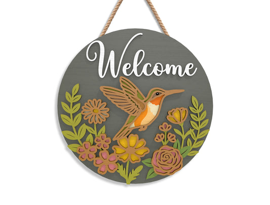 Summer Hummingbird Floral Sign Bundle SVG Laser Cut File for xTool and Glowforge