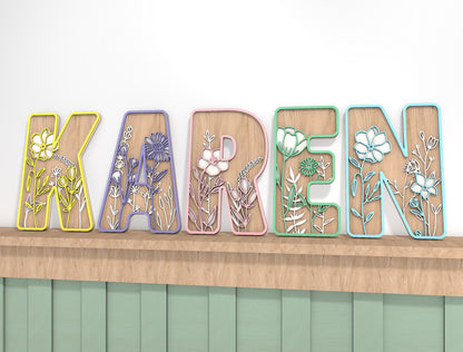 Floral Alphabet SVG Bundle for Glowforge and xTool Laser Cut File