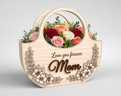 3D Flower Basket SVG Bundle Decorative Wooden Carrier Laser Cut File for xTool and LightBurn