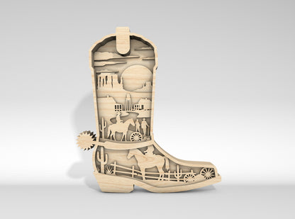 Western Cowboy Multilayer SVG Laser Cut File Bundle for Glowforge