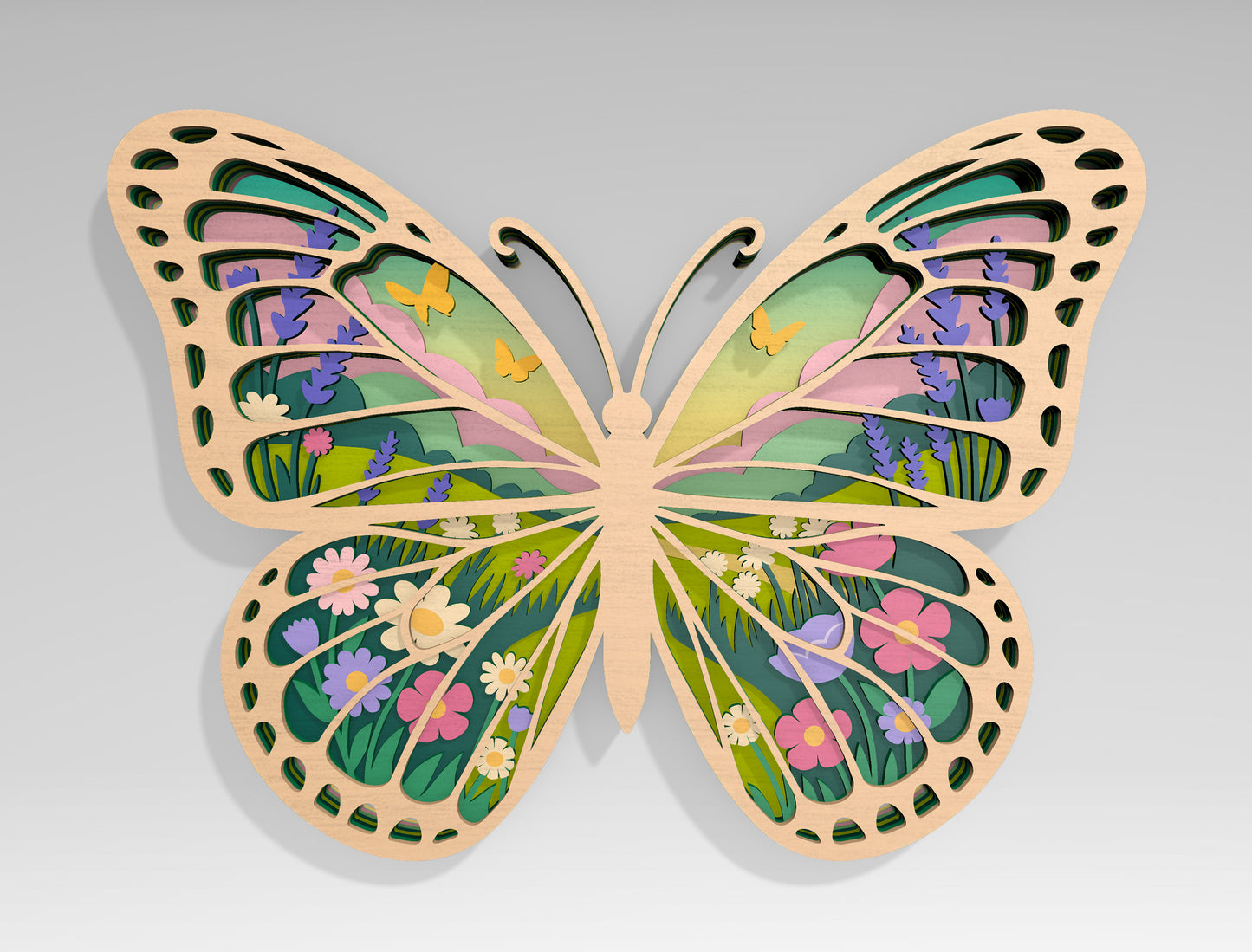 Multilayer Butterfly Landscape SVG Bundle Laser Cut File for Glowforge and xTool